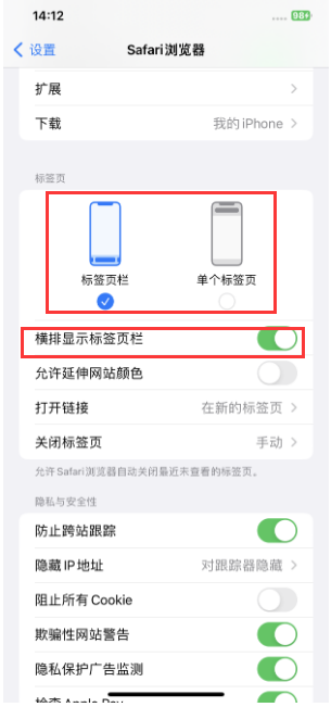 临汾苹果手机维修分享Safari浏览器如何切换标签栏位置 