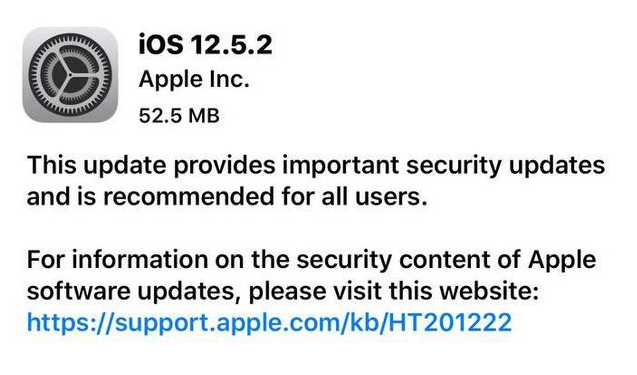 临汾苹果手机维修分享iOS12.5.2发布，建议所有老苹果用户安装 